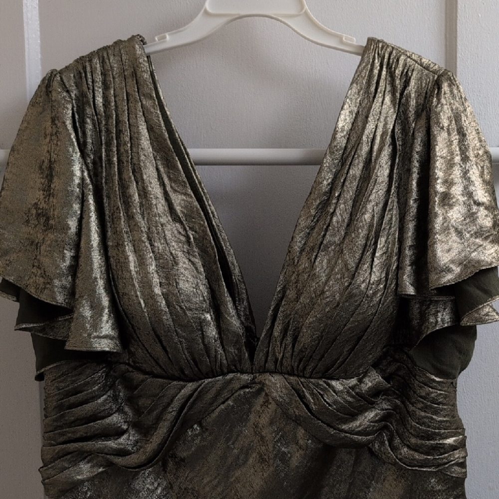 Azazie Metallic Green Dress